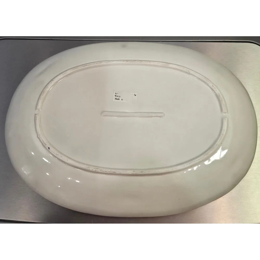 Vintage Thanksgiving Ceramic Serving Platter Pilgrim Harvest Corn Oval Platter